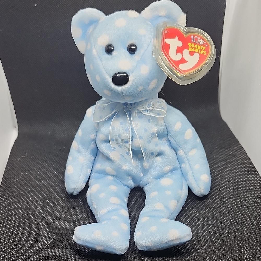 Ty - Bubbly Blue and White Stuffed Bear Plush Toy